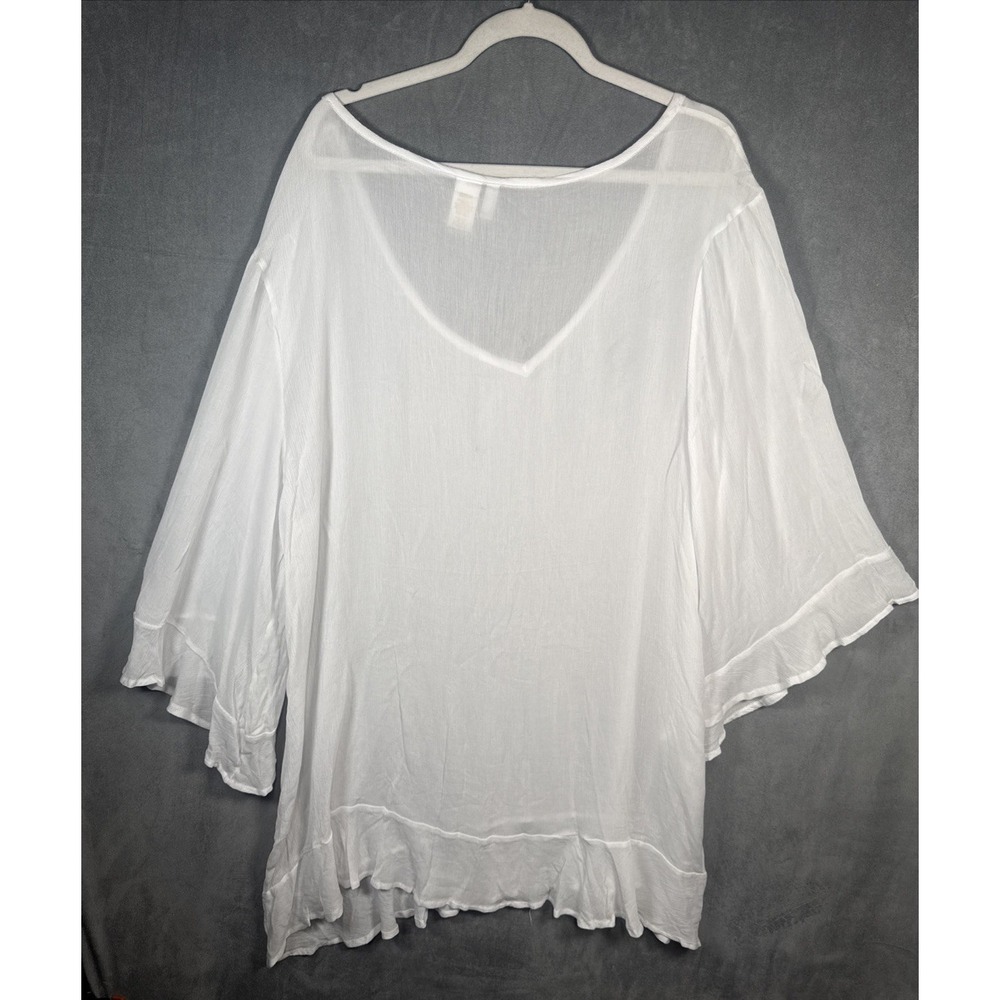 Anne Cole V-Neck White 100 Rayon Tunic Beach Cover-Up Women's Sz 18-20 NWT - Picture 3 of 7